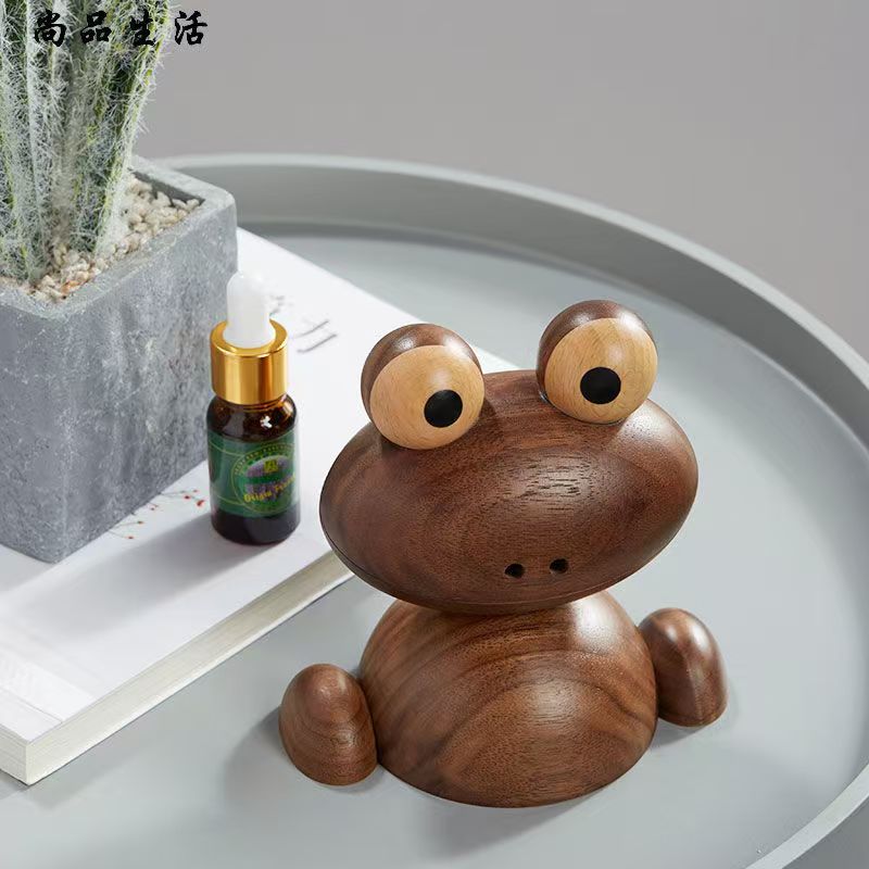 Hoongo frog essential oil spread incense wood car spreader fragrant wood indoor fragrance wood eucalyptus black walnut wood products gifts (Walnut)