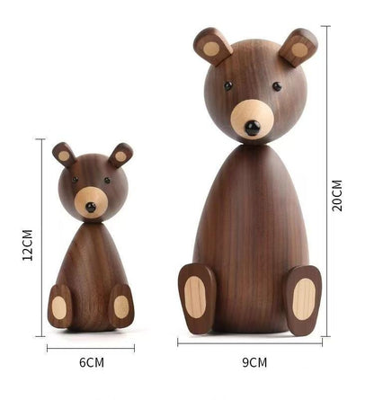 Sculpture Tabletop Statue Wooden Bear Statue Sculpture Home Decoration Accessories Living Room Accessories Wooden Crafts Figurines Children's Toys Birthday Gifts