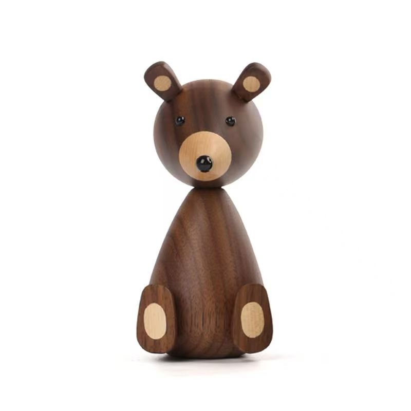 Sculpture Tabletop Statue Wooden Bear Statue Sculpture Home Decoration Accessories Living Room Accessories Wooden Crafts Figurines Children's Toys Birthday Gifts