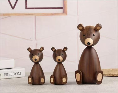 Sculpture Tabletop Statue Wooden Bear Statue Sculpture Home Decoration Accessories Living Room Accessories Wooden Crafts Figurines Children's Toys Birthday Gifts