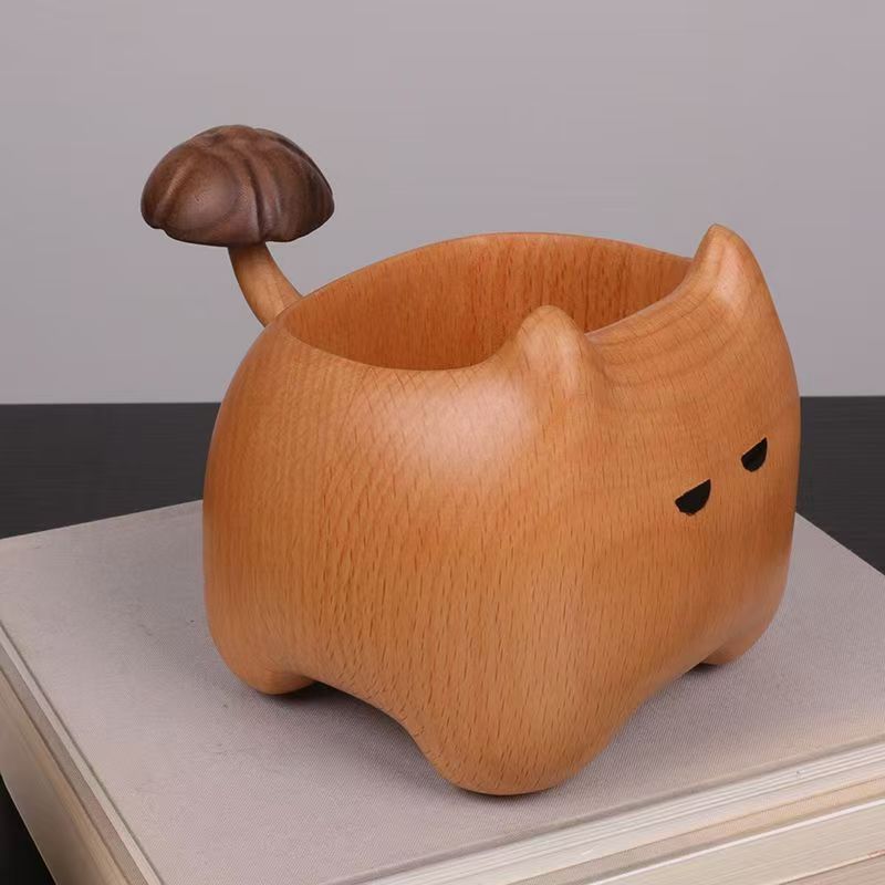 Handmade Wooden Cat Pen Holder, Cute Pen Holder, Desk Organizer and Accessories, Cat Pen Holder, Desk Cute Pen Holder, Unique Pen Holder, Girl's Pencil Case