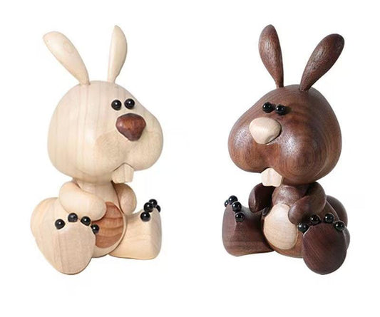 Black walnut solid wood plank rabbit ornament home creative Children's Day gift desk ornament