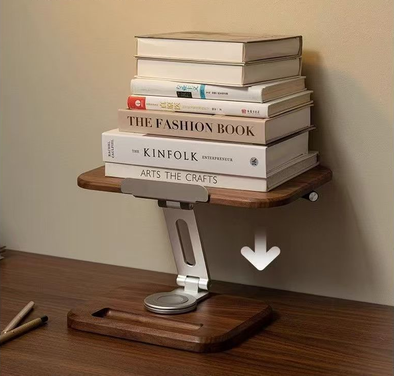 360° Rotating Adjustable Book Stand – Foldable, Multi-Angle Holder with Page Clips