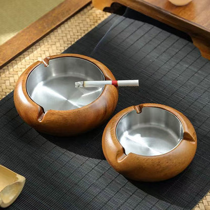 Ashtray Simple Living Room Creative Home Stainless Steel Cigarette Tray Light Luxury Office Solid Wood Gift Ashtrays For Smokers Indoor