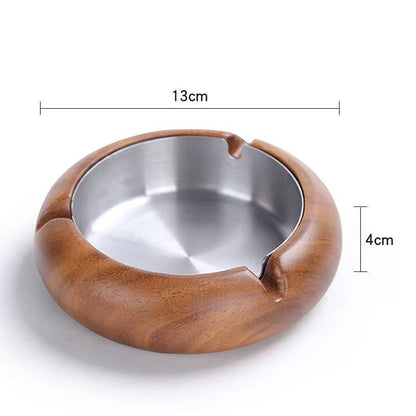 Ashtray Simple Living Room Creative Home Stainless Steel Cigarette Tray Light Luxury Office Solid Wood Gift Ashtrays For Smokers Indoor