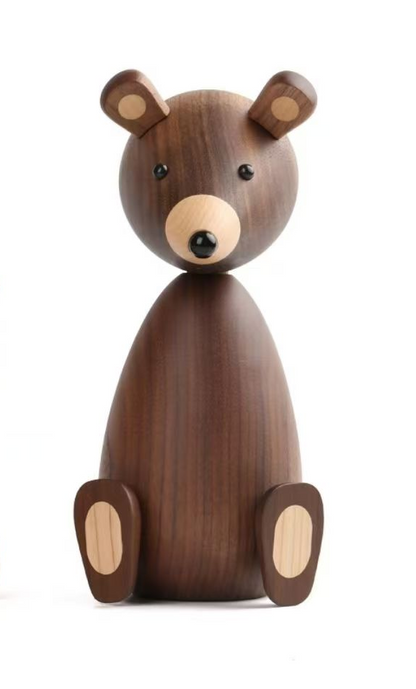 Sculpture Tabletop Statue Wooden Bear Statue Sculpture Home Decoration Accessories Living Room Accessories Wooden Crafts Figurines Children's Toys Birthday Gifts